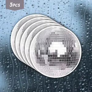 5Pcs Disco Ball Waterproof Vinyl Sticker, Retro 70s Groovy Self-Adhesive Decal, Suitable For Water Bottles, Laptops, Journals, Ideal For Party Lovers, Retro Aesthetic Enthusiasts And Dance Fans