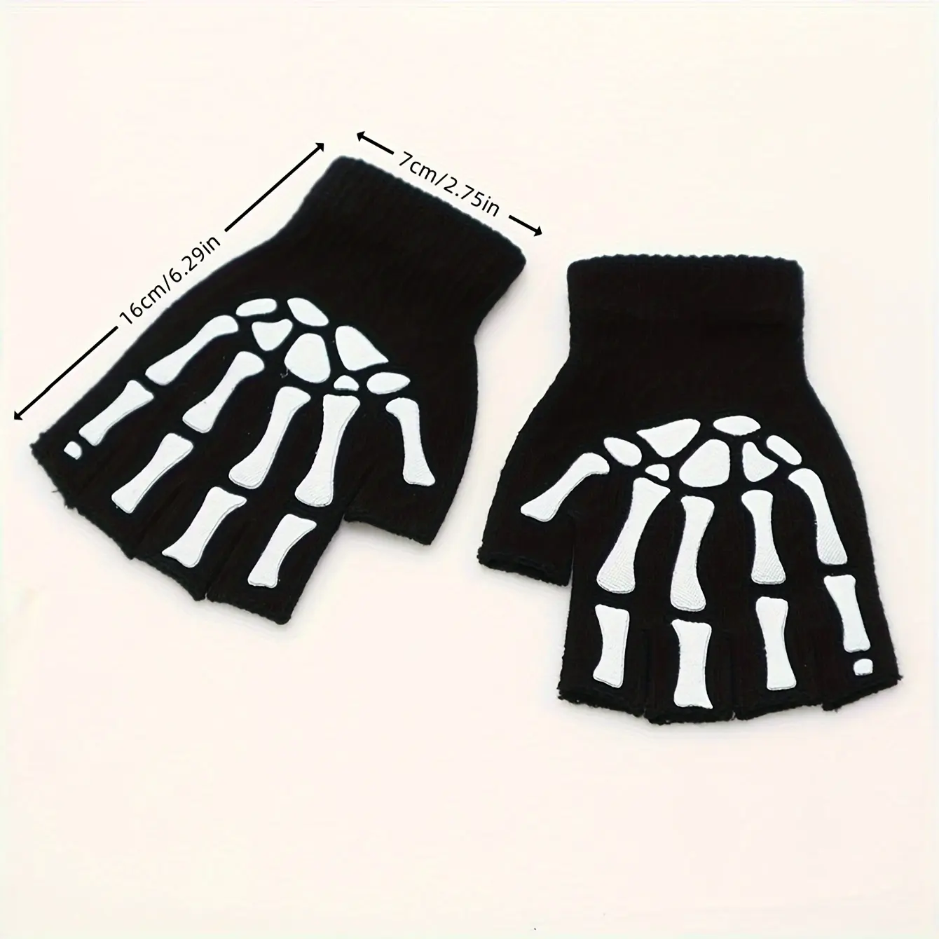 Men's Fingerless Fashion Accessories Gloves, Funky Graphic Skull Print, Black-Anti-Slip Comfortable Grip, Durable Wear-Resistant for Outdoor Sports (1 Pair), Open Fingers, Anti-Slip Grip