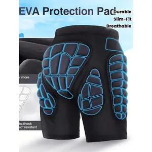 1pc Men's Sports Butt Protector Shorts - Heavy-Duty Impactproof Padding, High-Elasticity EVA Slim Fit Athletic Shorts for Skiing, Hockey, Basketball, Football, Gym - All-Season Cushioned Protection (Black) - Ideal for Beginners & Pros,