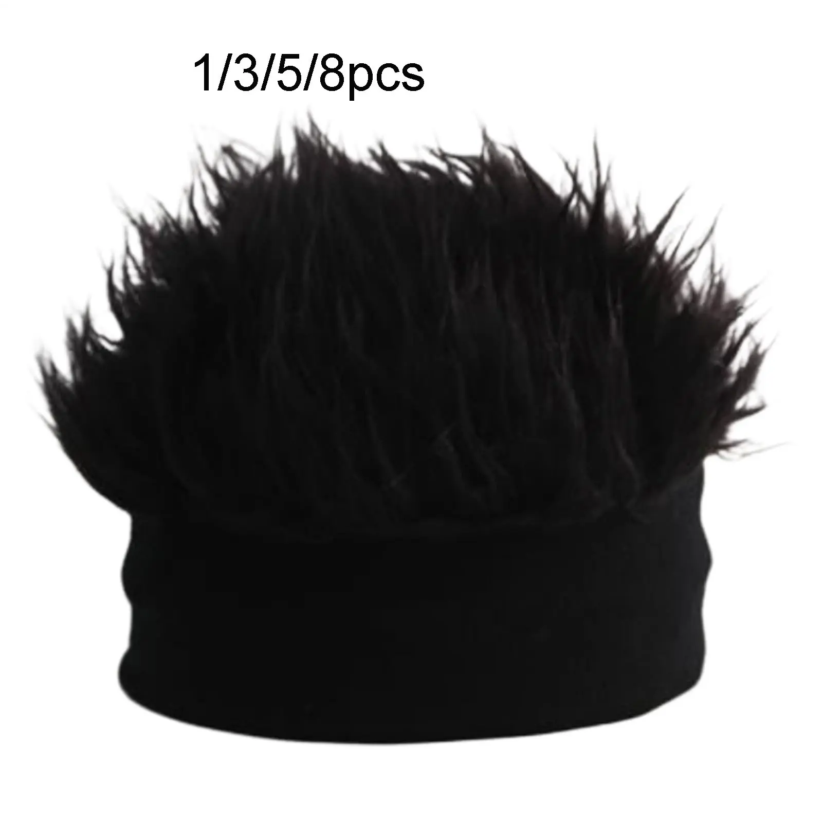 Men's Personalized Knit Beanie Hat with Fake Hair, Novelty Wig Cap, Fashionable Brimless Cap, Party Cosplay Accessory, Sporty Prank Wig Cap, Custom Hat