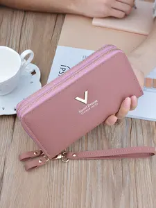 Women'S Coin Pouch, Double Zipper Wallet, Multiple Card Compartments, Wallet Card Holder, Spacious Design, Stylish Women'S Wallet, Zippered Wallet for Ladies, Durable Fashion Wallet, Made of PU Material, Double Zipper Purse
