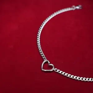 VelourBliss HollowHeart Base Choker – Silver & Gold Titanium Steel Close-Fit Choker with Minimal Hollow Heart Pendant – Waterproof Unisex Layering Essential for Daily Wear & Secret Connections