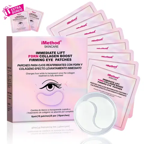 iMethod TikTok Exclusive PDRN Boost Under Eye Patches - 10 Pairs, Cooling Gel Texture, 2h Collagen Soak, Hyaluronic Acid, Depuffing, Sculpting, Dark Circle Care, Firming/Lifting, Fine Lines Treatment, Brightening, All Skin Types, Night Routine