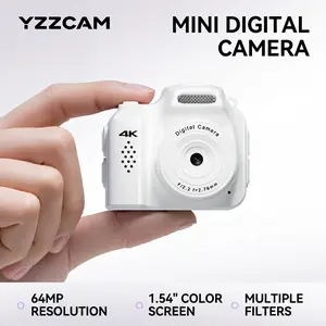 64MP 4K Ultra HD Mini Digital Camera, comes with a free 32GB TF memory card, weighs as little as 32g, features a 1.54-inch color screen, multiple filters, and an LED flash—a stylish pocket camera and the perfect gift for children and students