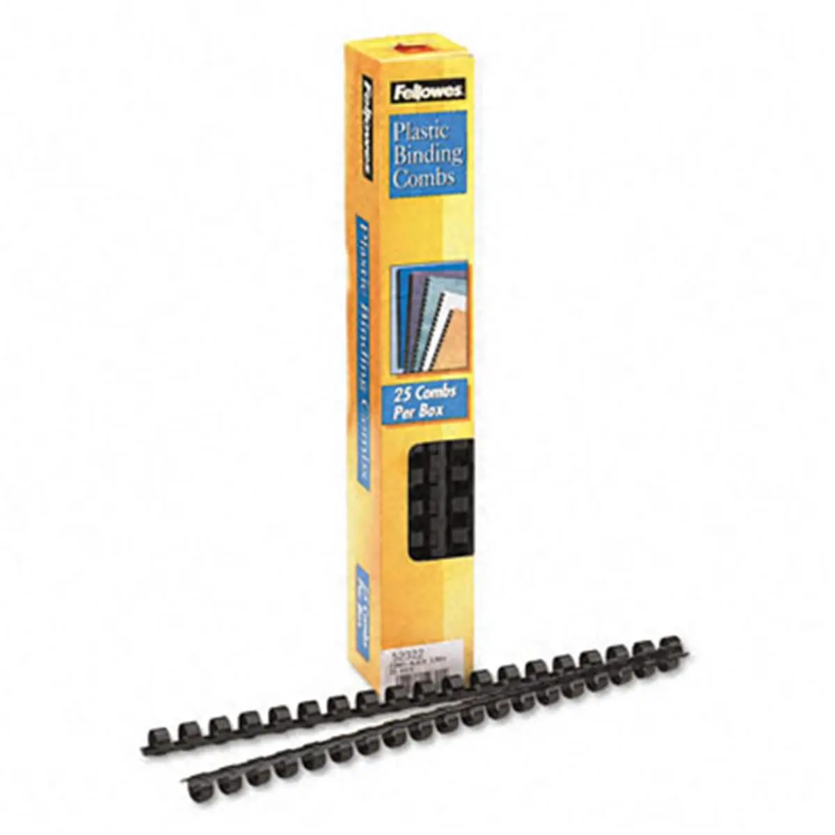 Fellowes Plastic Comb Bindings with Standard Rings, 3/8" Spine, 55-Sheet Capacity, Black, 25-Pack, Easy-Handling for Commercial & School Furniture Customization