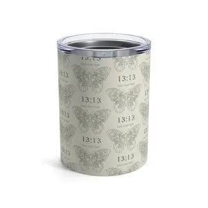 Cream Tumbler 10oz, Angel Number 1313 Face Your Fears, Numerology Gift, Positive Energy Cup, Manifestation Gift, Law of Attraction Gift