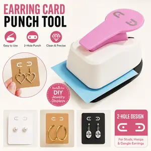Earring Card Punch Tool 2-Hole, DIY Jewelry Display Card Puncher for Studs, Hoops & Dangle Earrings, Hoop Earring Hole Maker