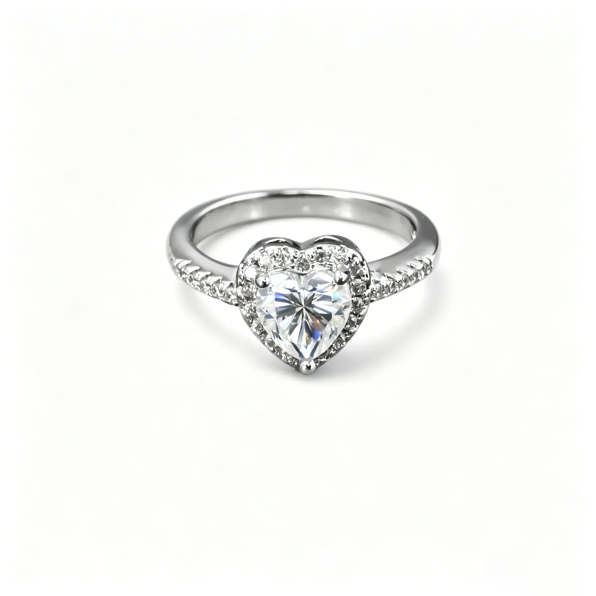 Heart-Shaped Moissanite ring gift  Halo Ring for Women 1.2CT 7x7MM D VVS1 Adjustable Band  925 Silver Plated Hypoallergenic Stackable Wedding Engagement Anniversary Gift For MOM For GF Fine Jewelry