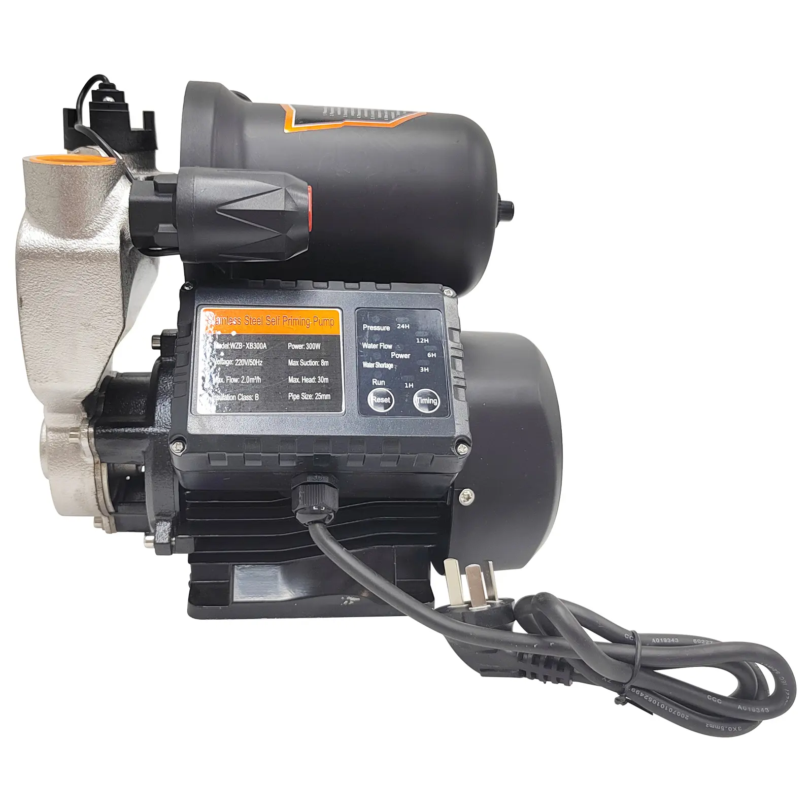 YOKOMA Automatic Self-Priming Water Pressure Booster Pump, 220V 300W, 30M Head, 2 cu m/H, Hot & Cold Water Home Utility Pump