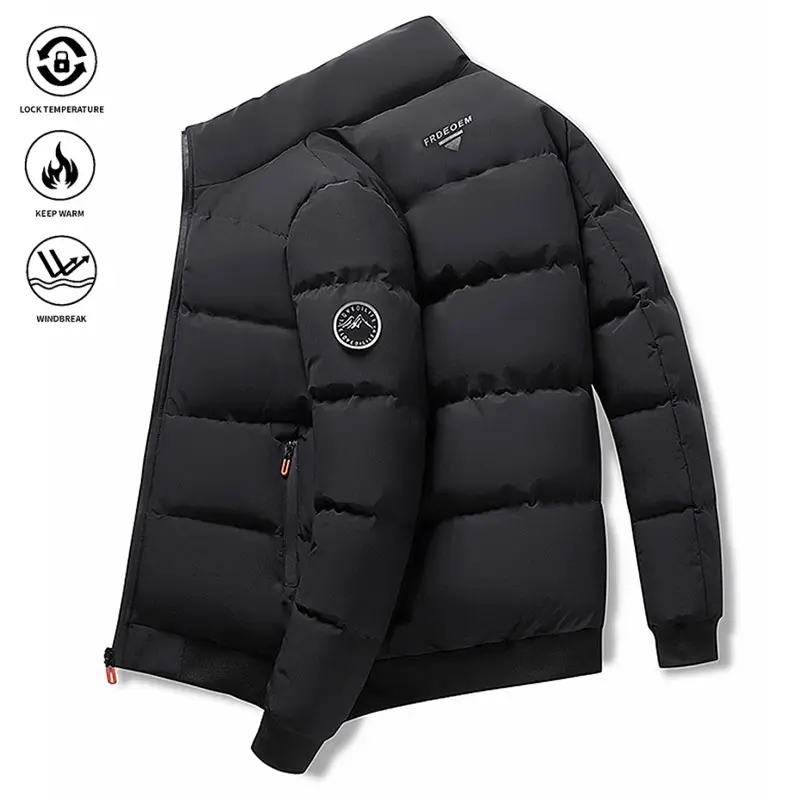 Stand-collar thick puffer jacket for winter commuting and outdoor walks, serves as cold-proof everyday outerwear