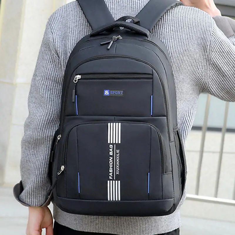 Neutral Multi Layer Backpack Large Capacity Multi Pocket Nylon Double Shoulder Business School Unisex Minimalist Bag