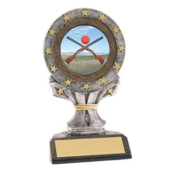 BuyAwardsandTrophies All Star Resin Sporting Clays Trophy - Plastic Trophy with Base, Awards and Trophies for Sports Competition, Prizes for Adults and Kids Gray, 6 1/4"