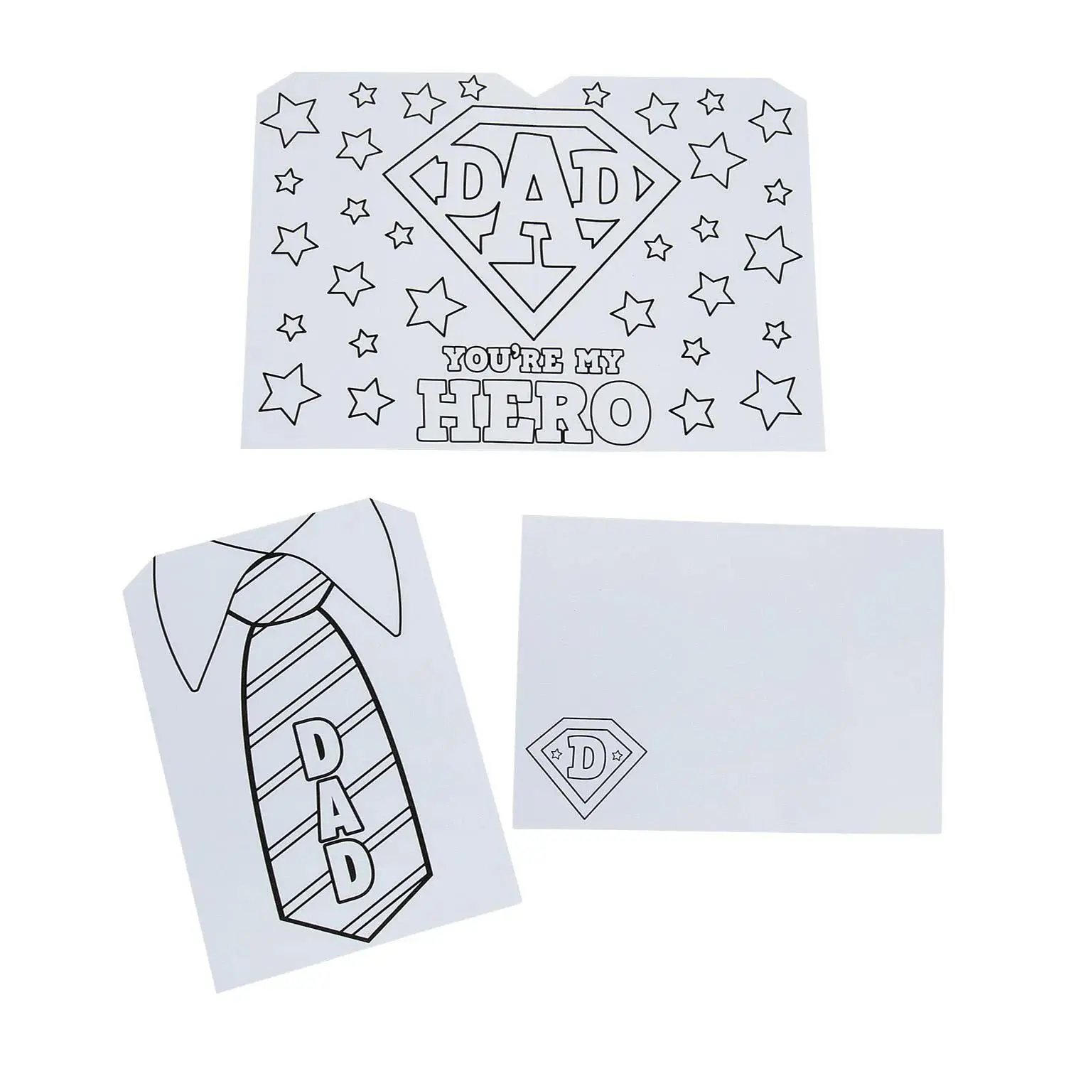 Color Your Own My Hero Father’s Day Cards - 12 Pc.