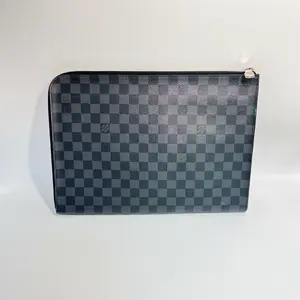 Pre-owned Louis Vuitton Coated Canvas Clutches & Wristlets Damier Graphite Pochette Jour GM