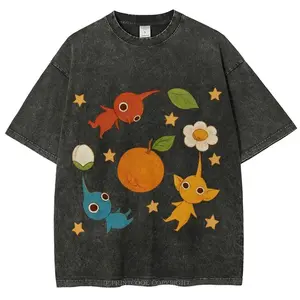 Cute Characters Unisex Vintage Washed Tee – Unisex Vintage Washed Tee, Vintage Coloful Tee - Oversized Shirt - Unisex Streetwear