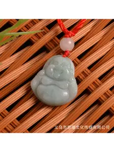 Natural Burmese A-grade Maitreya Buddha Jade Pendant, Unisex Large Laughing Buddha Necklace, Jade Pendant for Gifts