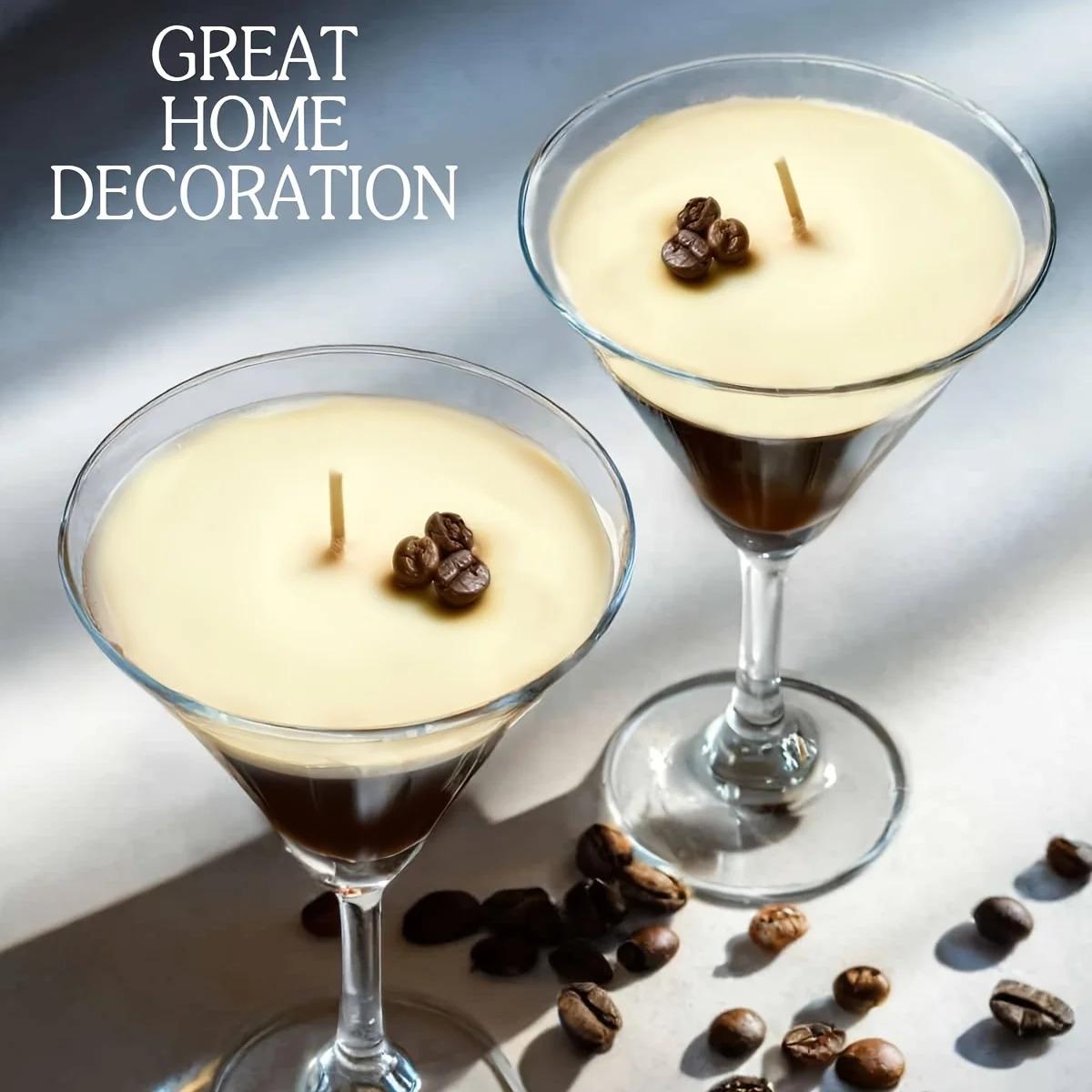 Coffee Martini Candle - Espresso & Martini Cocktail Scent with Coffee Bean Embellishments, Long-Lasting Soy Wax