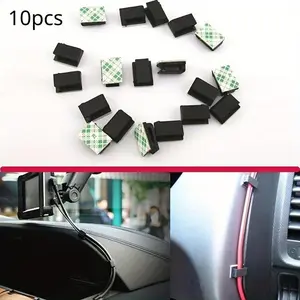 10pcs Self-adhesive Car Fixed Clip Car GPS Data Cable Light Cord Decorative Wire Fixing Organizer Wire Management Harness Clamp Desk Organizer Work Organizer