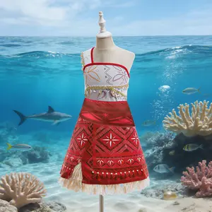 06 Moana Dress High-end Flower Embroidery Craftsmanship Mesh Skirt Outfit Suitable For Party Performance Young Girl Formal Dress Moana Dress Children's Role Play Dress
