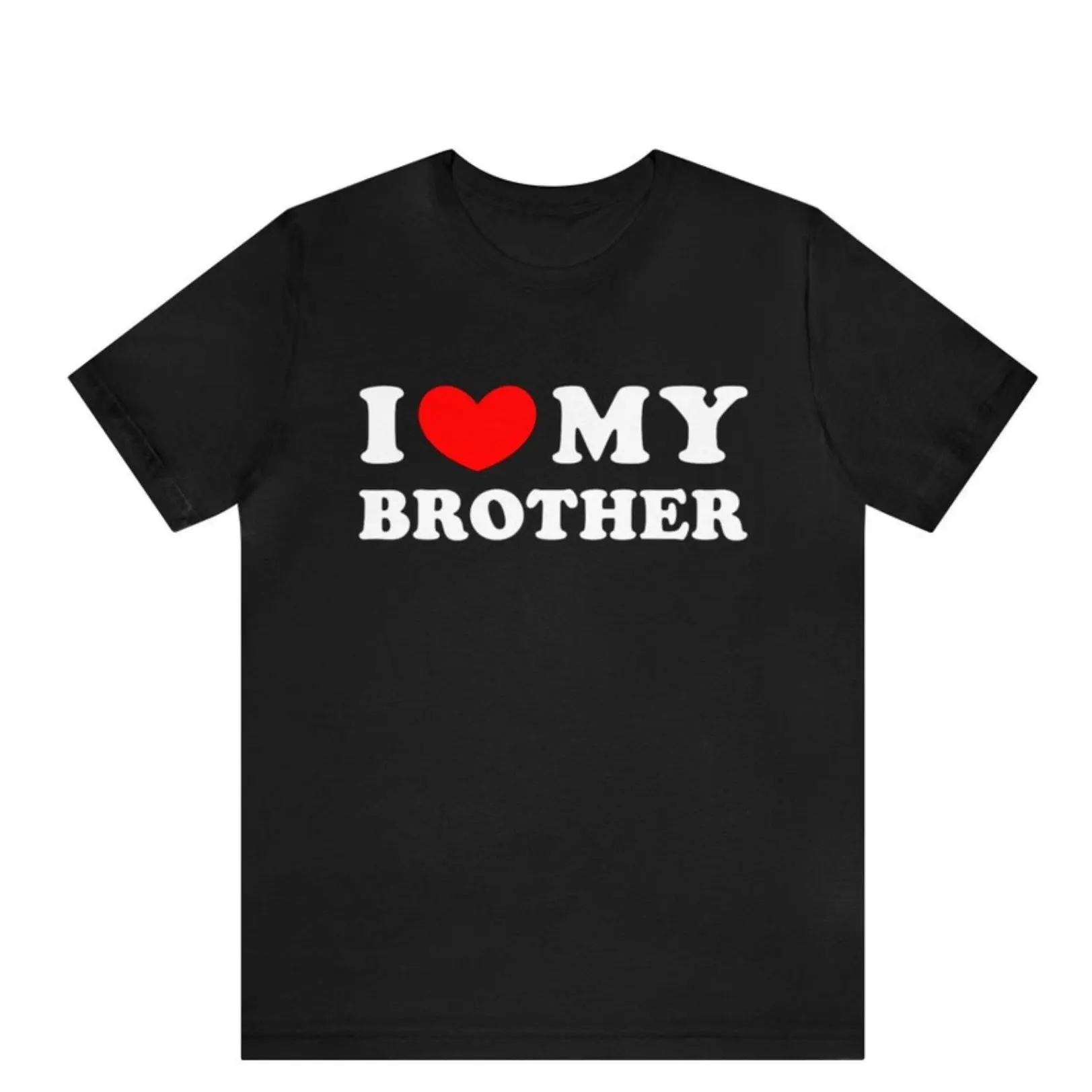 Men's Classic Fit Cotton T-Shirt, 'I Love My Brother' Graphic, Basic Short-Sleeve Casual Sibling Gift Tee, Personalized, Shortsleeve, Smooth, Fashion, Him, Tshirt, Heart, Fabric, Tops