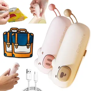 2-in-1 rechargeable mini Handheld bag sealer with magnet, Model 2026 small heat sealer, suitable for potato chips and snacks, portable kitchen sealer.
