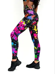 [Plus Size] All Over Print Leggings, Athleisure Fitness Leggings, Comfy Stretchy Leggings, Gym Workout Leggings, Casual Comfy High Stretch Skinny Pants for Women, Women's Bottoms for All Seasons