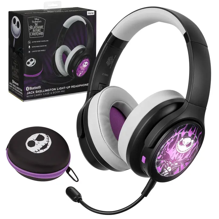 Disney Nightmare Before Christmas Gaming Headset, Bluetooth-Enabled PC Gaming Headphones with Boom Microphone