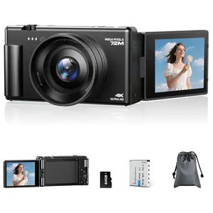 Camworld 4K Digital Camera , 72MP Vlogging Camera for YouTube with Flip Screen,  Autofocus, 18X Zoom - Compact Point and Shoot Camera for Photography Beginners, Teens, Travel Content Creators