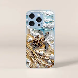 Cute tropical summer vacation phone case, clear coastal island ocean bumper for iPhone 17/16/15/14 Pro Max and Samsung S26/S25/S24 Ultra 995
