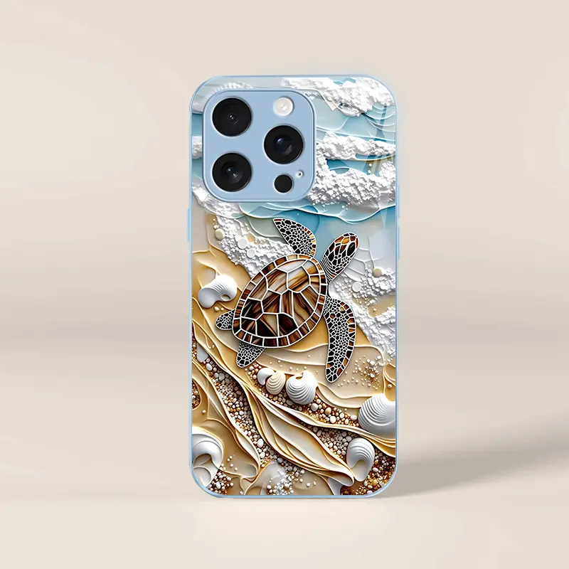 Cute tropical summer vacation phone case, clear coastal island ocean bumper for iPhone 17/16/15/14 Pro Max and Samsung S26/S25/S24 Ultra 995
