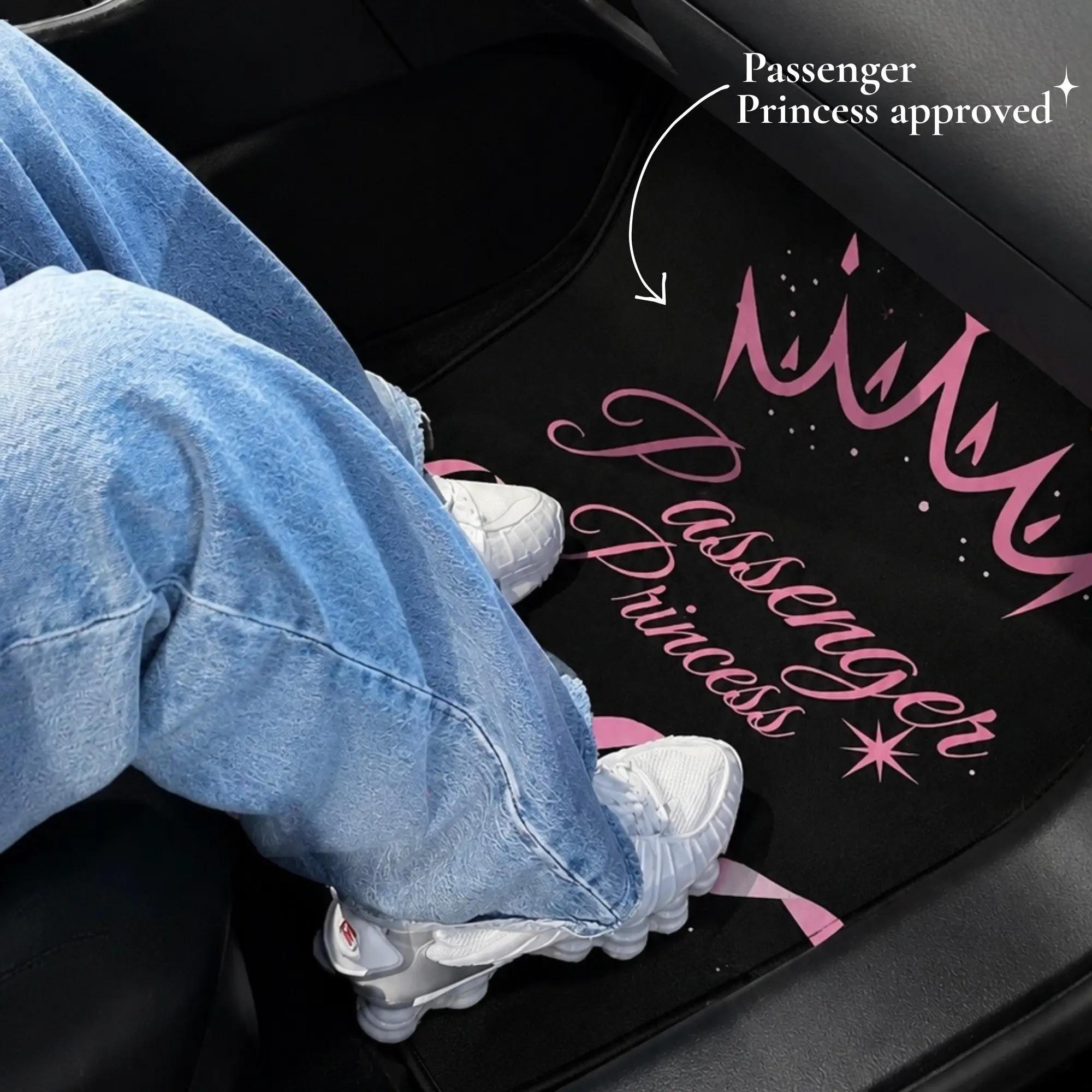 Passenger Princess Non-Slip Waterproof Durable Car Mat for Women, Universal Fit, 350gsm Nylon, 900g TPR, 5mm Thick Comfortable Stylish Car Accessories for Women, Car Accessories Women