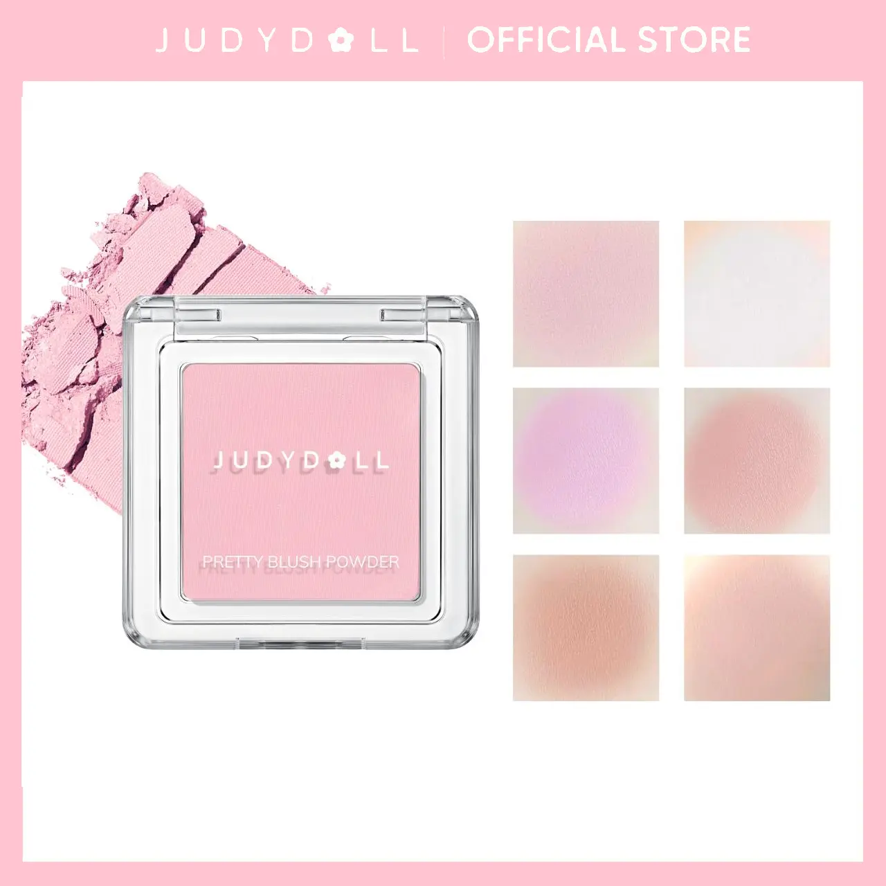 JUDYDOLL Monochrome Blush Powder Palette, Sweet, Natural, Brightening Skin Tone, Highlight, Smooth, Soft Color, Light Pink Blush For Girls, Cute And Lightweight, Convenient To Carry, Long-Lasting All-Day, Face Enhancing, Summerwins