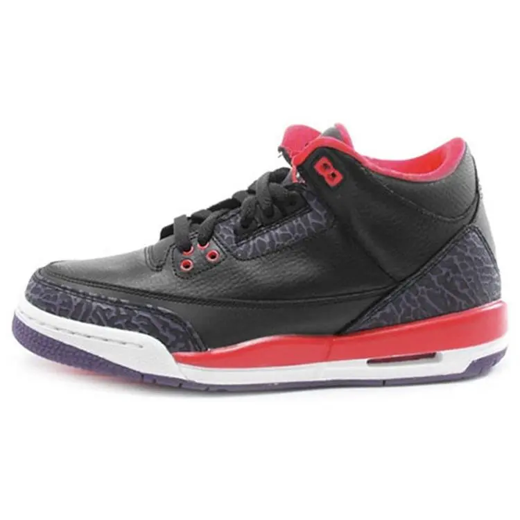 Air Jordan 3 Retro GS 'Crimson' Youth Sizes Play Sneakers, Leather Upper, Comfortable Cushioning Kids' Sport Shoes