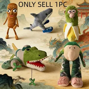 Cute Soft Plush Toy Dolls Stuffed Animal, Multiple Options (crocodile Fighter, Stick Man, Banana Monkey, Tree Person), Christmas Valentine Gift, Home Decor