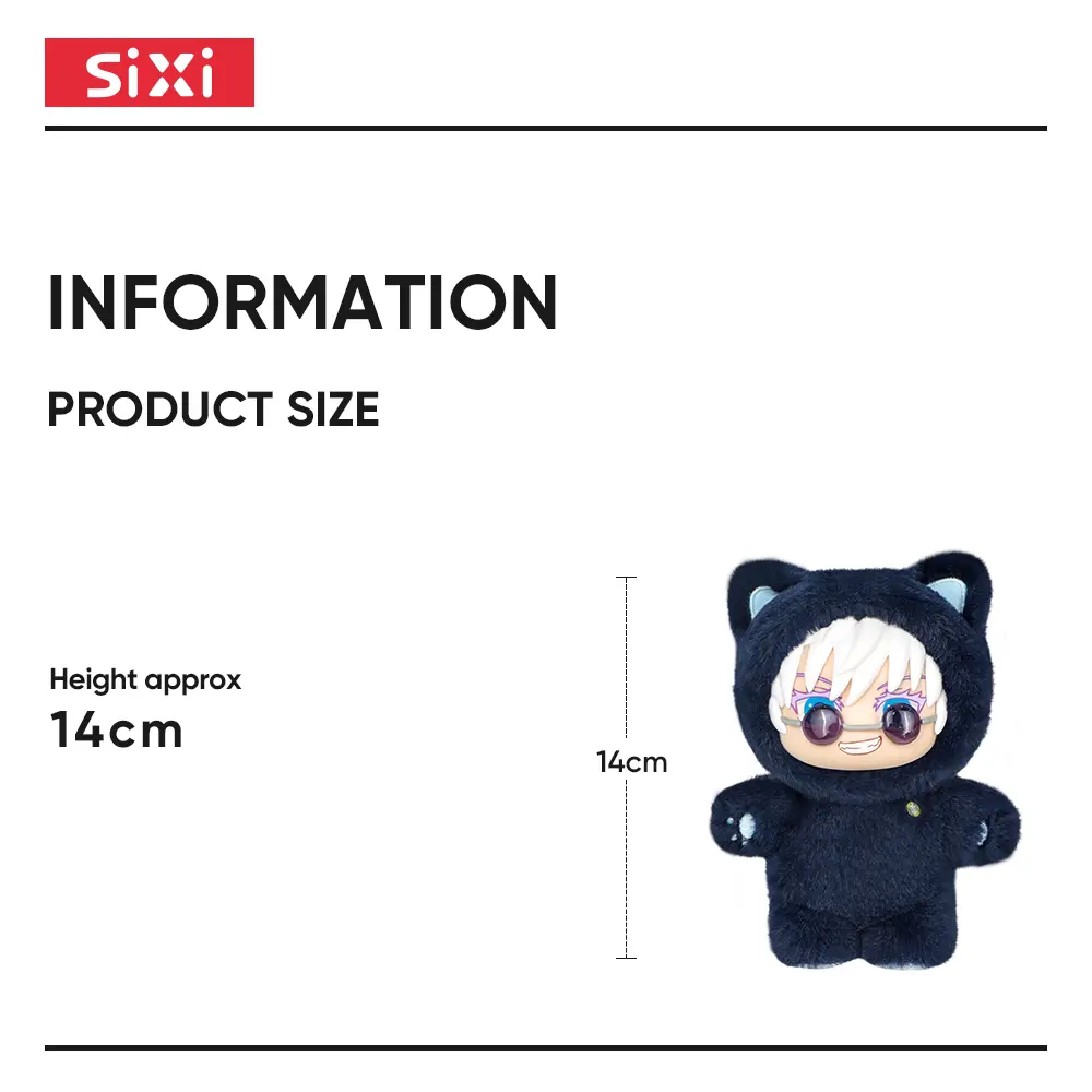 Officially Licensed Jujutsu Kaisen Anime Cat Ear Plush Blind Box (Set of 6) - Fluffy Chibi Keychain Bag Charm, Collectible Gift with Rare Hidden Chase Figure