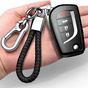 Toyota Key Cover Compatible with 2019-Rav4 Le, 2018-Camry Le/se, 2017-Corolla Le/se, Soft Tpu 360 Degree Protection, with Keychain, Car Key Protector