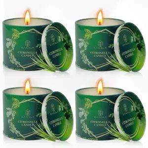 Citronella Candles Outdoor Indoor Use, 4 Pack Candles for Hiking Camping, Patio,Garden,Backyard,Sunmmer Balconies