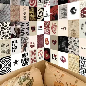 Vintage Sticker Set, Music Wall Art Postcard Kit, Retro Photo Collage Kit, Room Decor Aesthetic Prints, DIY Notebook Phone Case Decals, 1.18-2.36 Inches, Phone Accessory