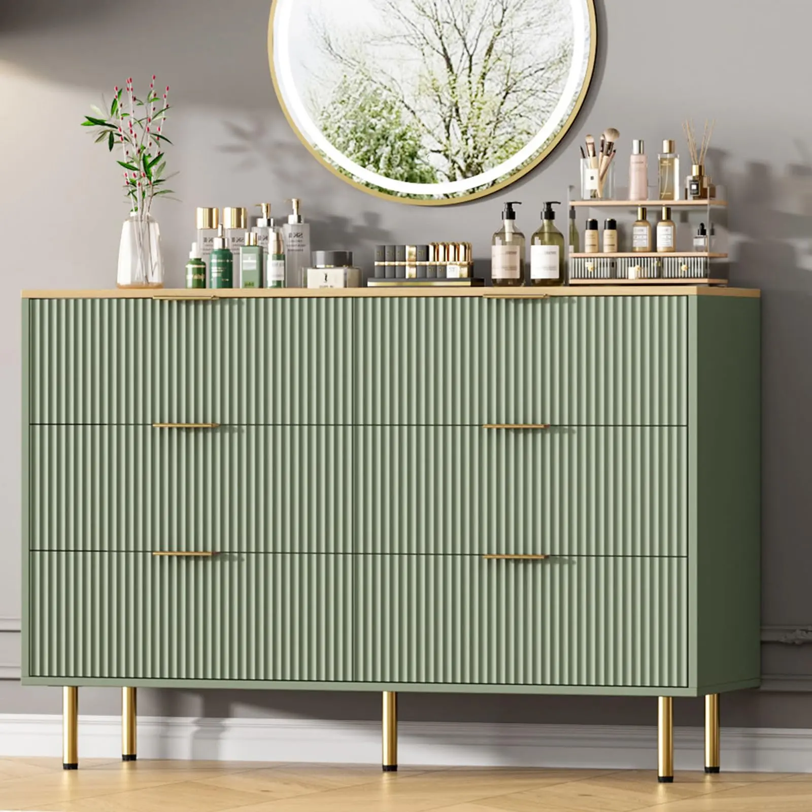 Garvee 6-Drawer Wooden Dresser - Wide Drawers, Modern Design, Metal Handles, Durable, Assembly Required, 22.8" L x 12.8" W x 4.6" H Versatile Storage for Bedroom, Living Room, Closet, Clothing Storage Cabinets, Drawer Storage Cabinet