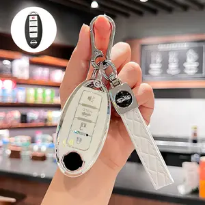 4-button TPU Key Case with Keychain for Nissan Altima Sentra Maxima Rogue Armada Pathfinder Infiniti Smart Remote, Automotive, Covers, Car Key Protector, Car Key Accessory, Car Key Holder, Women Gift