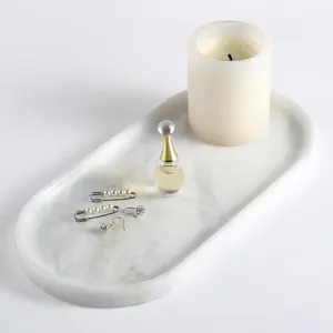 Koville Natural Marble Tray, 12.6"x5.9" Vanity Decorative Tray for Countertop Organizer, Catchall Tray for Perfume, Candles, Jewelry Dish(Nambia Fantasy)