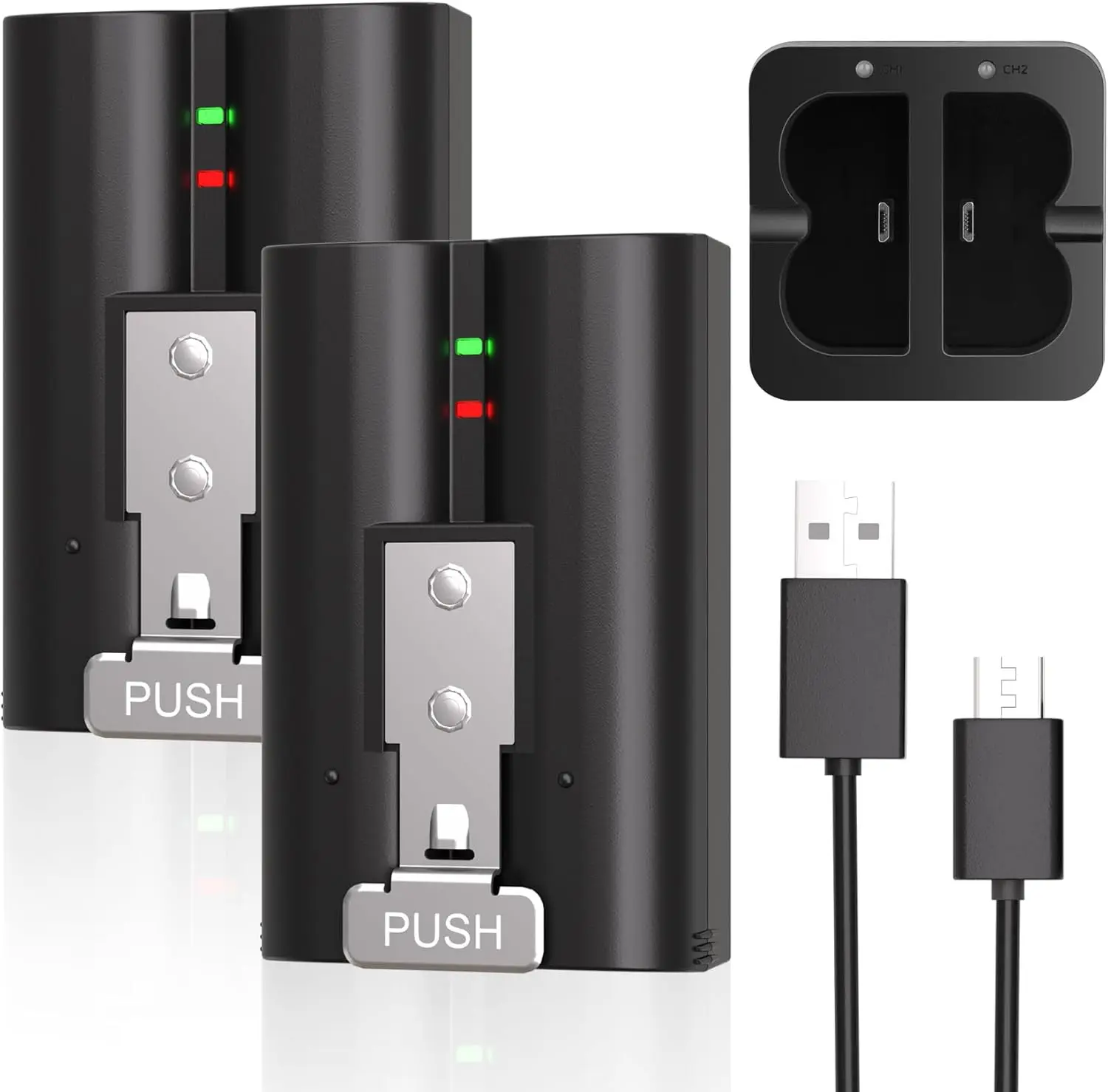 7200mAh High-Capacity Replacement Doorbell Batteries Kit (2-Pack) with Dual Charger Station, 1 USB Cable, Compatible with Ring Video Doorbells 2/3/3 Plus/4, Spotlights, Adhesive Cameras