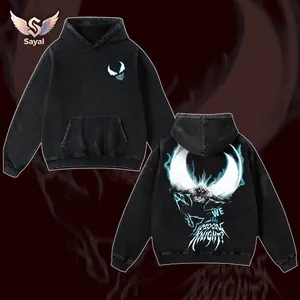 The Symbiote Moon Knight What If Crossover Sayal Premium 320gsm Bio-Wash Tee Superhero Gift Harajuku Street Style Vintage Fade Design Fall Outfits Drop Shoulder Design Bold Illustration Authentic Outerwear Urban Aesthetic