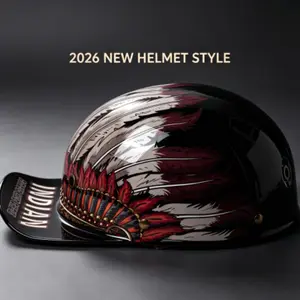 New Half Helmet for Men and Women, Lightweight Motorcycle Helmet, Easy-To-Wear Biker Cap, Ideal for Riding Adventures