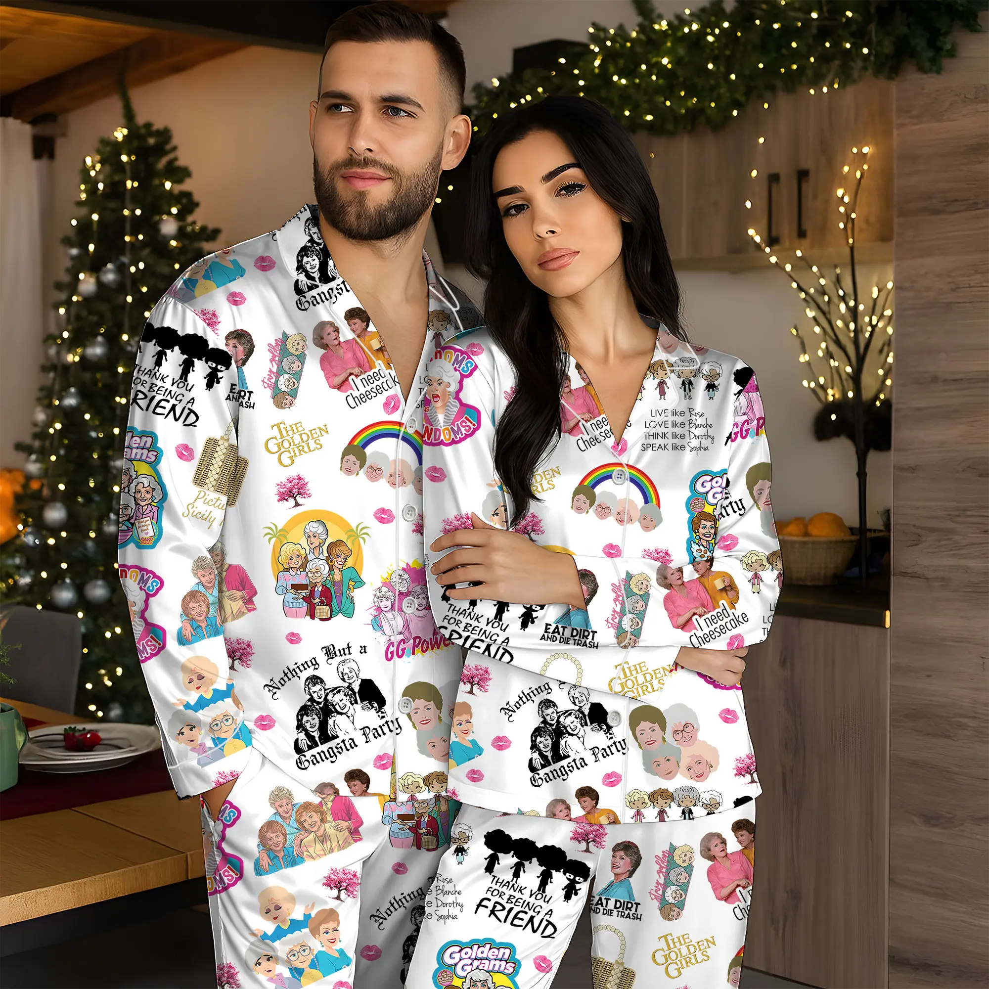 Golden Girls Pajamas Set For Women And Kids, Funny Retro Sleepwear , 80s TV Show Loungewear, Friendship PJs, Vintage Cartoon Nightwear Gift