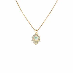18K Gold Plated Hamsa Hand Pendant Necklace