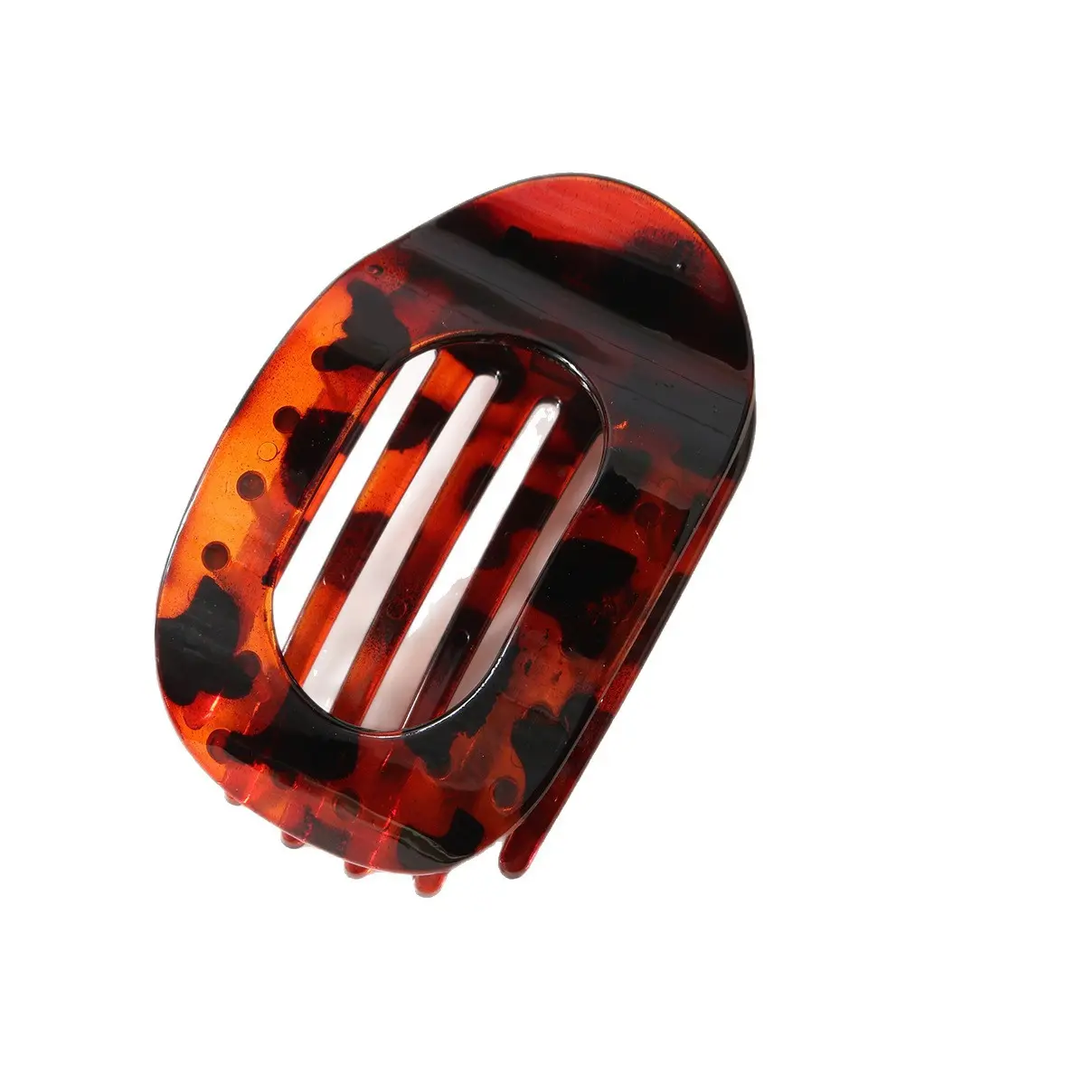 Elliptical hair clip   translucent red l