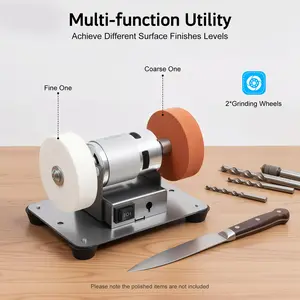 Compact Benchtop Sander 110-220V US Plug 96W Stainless Steel 2 Wheels Forward/Reverse Easy To Operate Smooth Sanding Durable Frame
