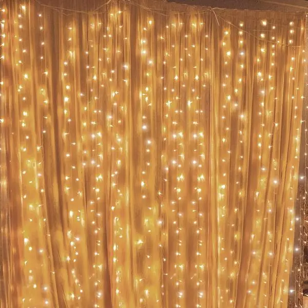 Twinkle Star 300 LED Window Curtain String Lights, Warm White, 2 Pack | 8 Modes, Fairy Lights, Wedding Party Home Garden Decor, Indoor Outdoor Wall