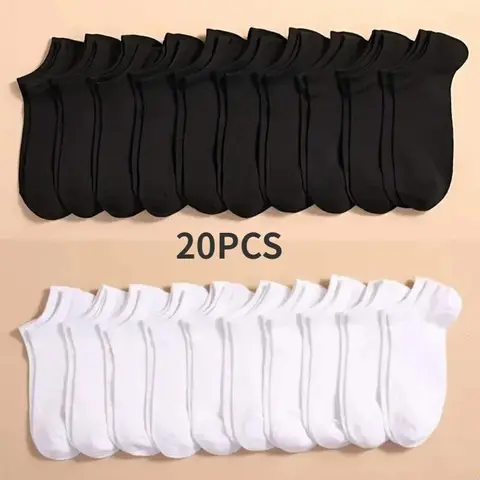 Women's 10 Pairs Invisible Low-Cut Boat Socks - Spandex Polyester, Silicone Grip, Anti-Friction, Anti-Chafing, Ultra Thin Stretchy, Soft, Breathable, Minimalist Solid Color, All-Season Adults' Casual No-Show Liner Ankle Socks